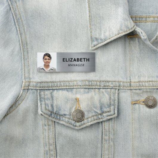 Modernes Foto Silver Namensschild (Beispiel)