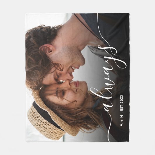 Modernes Foto Skript Couple Liebe Immer Family Fleecedecke (Vorderseite)