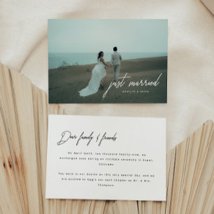 Modernes Foto-Skript 'Just Married' Hochzeit Ankündigung