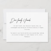 Modernes Foto-Skript 'Just Married' Hochzeit Ankündigung (Rückseite)