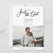 Modernes Foto-SkriptWedding Save the Date (Vorderseite)