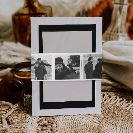 Modernes Foto-Standstreifen-Monogramm Einladungsbanderole