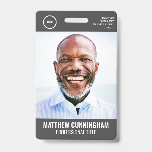 Modernes Foto-Strichcode-Round-Logo für Mitarbeite Ausweis (Vorderseite)