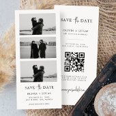 Modernes Foto Strip Wedding QR Code Save the Date
