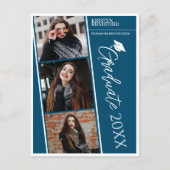 Modernes Foto Strips Blue Abschluss Ankündigung Postkarte (Vorderseite)