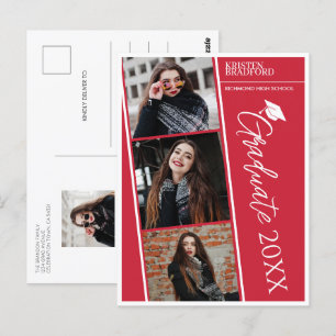 Modernes Foto Strips Roter Abschluss Ankündigung Postkarte