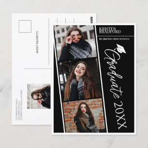 Modernes Foto Strips Schwarzer Abschluss Ankündigu Postkarte