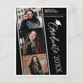 Modernes Foto Strips Schwarzer Abschluss Ankündigu Postkarte (Vorderseite)