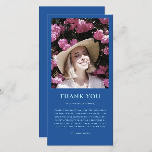 Modernes Foto Sweet 16 Geburtstag Dankeskarte (Vorne/Hinten)