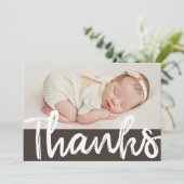 Modernes Foto Taufe Vielen Dank Dankeskarte (Stehend Vorderseite)