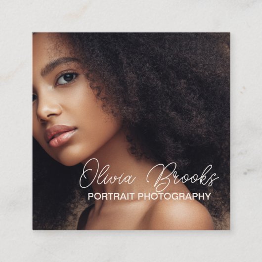 Modernes Foto Taupe Braown Script Fotograf Quadratische Visitenkarte (Vorderseite)