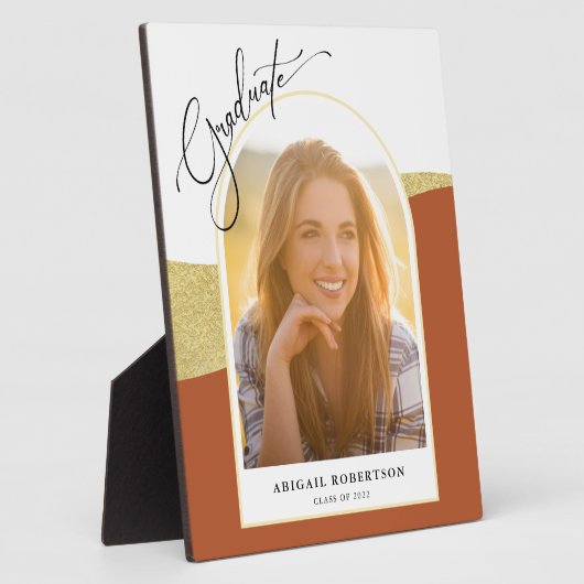 Modernes Foto Terracotta & Gold Abschluss Fotoplatte (Seite)