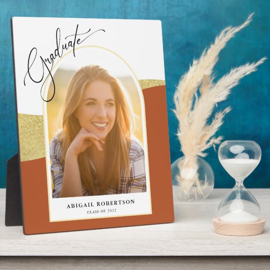 Modernes Foto Terracotta & Gold Abschluss Fotoplatte (Seite)