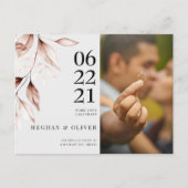 Modernes Foto Terracotta Leaf Sketch Save the Date Postkarte (Vorderseite)