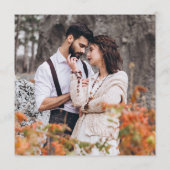 Modernes Foto Tint Script Wedding Square Menü Menükarte (Rückseite)