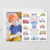 Modernes Foto Transport 1. Geburtstag Einladung (Vorderseite)