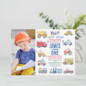 Modernes Foto Transport 1. Geburtstag Einladung (Stehend Vorderseite)