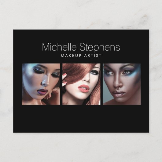 Modernes Foto Trio für Makeup Artists Black Postkarte (Vorderseite)