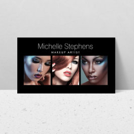 Modernes Foto Trio für Makeup Artists Black Visitenkarte