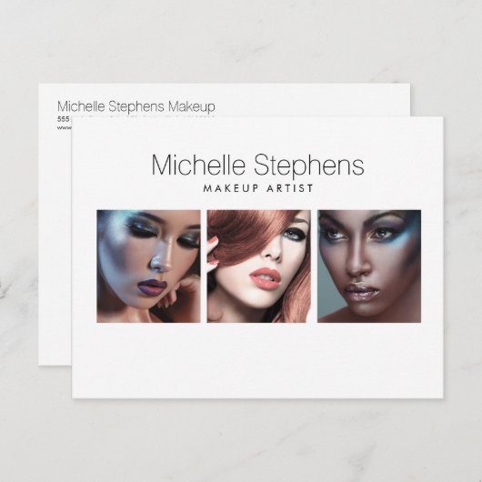 Modernes Foto Trio für Makeup-Künstler, Stylist Postkarte (Vorne/Hinten)