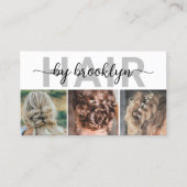 Modernes Foto Typografie Hair Stylist Visitenkarte (Vorderseite)