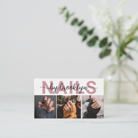 Modernes Foto Typografie Nail Artist Visitenkarte (Stehend Vorderseite)