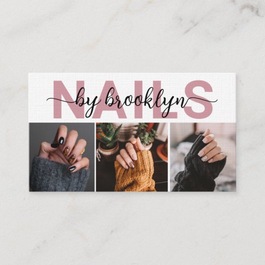 Modernes Foto Typografie Nail Artist Visitenkarte (Vorderseite)