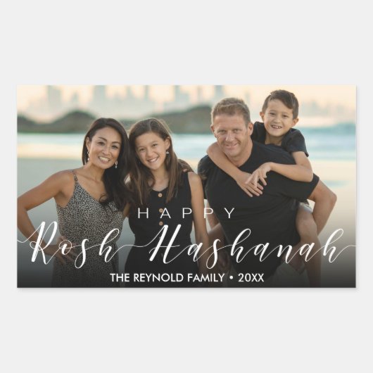 Modernes Foto Typografie Rosh Hashanah Neujahr Rechteckiger Aufkleber (Vorderseite)