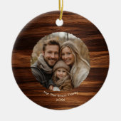 Modernes Foto über Holz Personalisierte Weihnachte Keramik Ornament (Vorne)