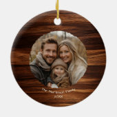 Modernes Foto über Holz Personalisierte Weihnachte Keramik Ornament (Hinten)