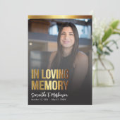 Modernes Foto- und Beerdigungsprogramm Einladung (Stehend Vorderseite)