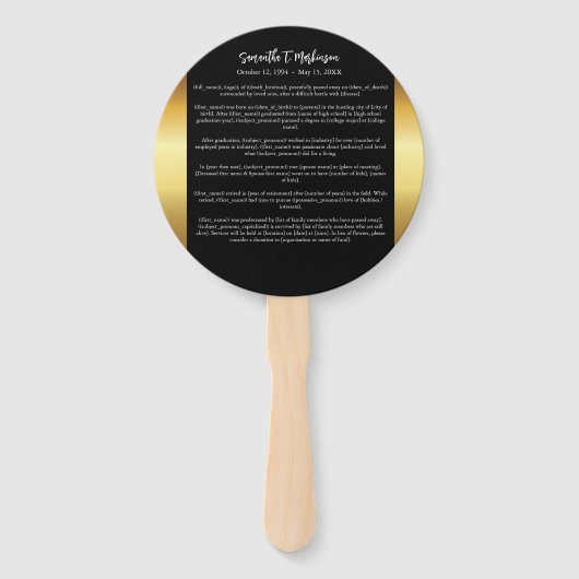 Modernes Foto- und Beerdigungsprogramm Fächer (Rückseite)