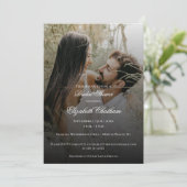Modernes Foto und Black Overlay Brautparty Einladung (Stehend Vorderseite)
