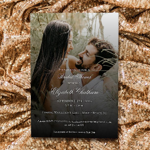 Modernes Foto und Black Overlay Brautparty Einladung