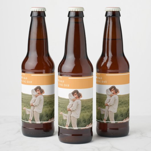 Modernes Foto und ein gutes Erntedankfest Bierflaschenetikett (Flaschen)