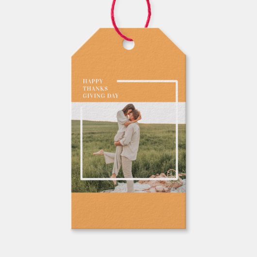 Modernes Foto und ein gutes Erntedankfest Geschenkanhänger (Vorderseite)