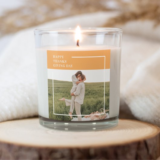 Modernes Foto und ein gutes Erntedankfest Quadratischer Aufkleber