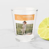 Modernes Foto und ein gutes Erntedankfest Schnapsglas (Vorderseite)