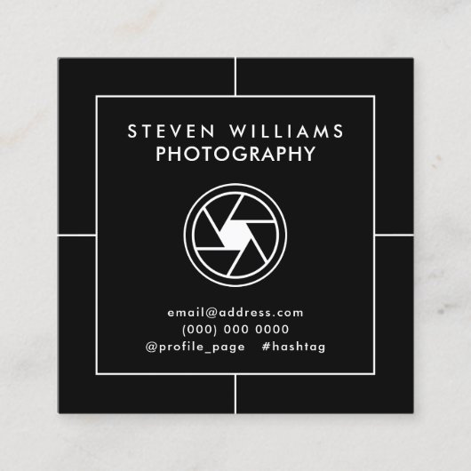 Modernes Foto und gerahmtes Video  Quadratische Visitenkarte (Vorderseite)
