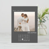 Modernes Foto und Kalender Save the Date Einladung (Stehend Vorderseite)