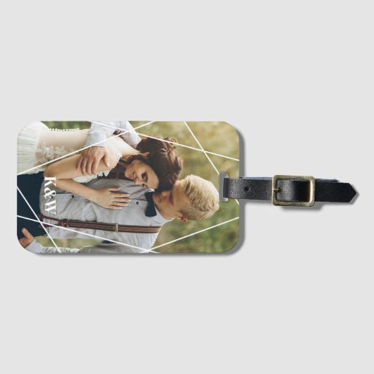Modernes Foto und Monogramm Gepäckanhänger (Vorderseite (Horizontal))
