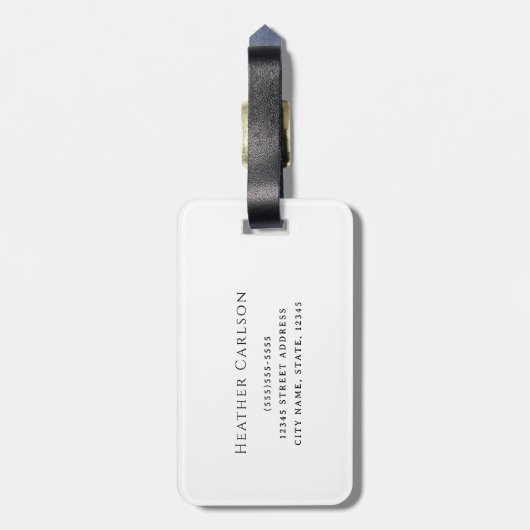 Modernes Foto und Name Gepäckanhänger (Rückseite vertikal)