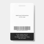 Modernes Foto und Name Mitarbeiter Abzeichen Ausweis (Rückseite)