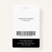 Modernes Foto und Name Mitarbeiter Abzeichen Ausweis (Rückseite)