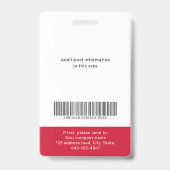 Modernes Foto und Name Mitarbeiter Abzeichen Ausweis (Rückseite)