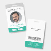 Modernes Foto und Name Mitarbeiter Abzeichen Ausweis (Vorder- & Rückseite)