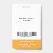 Modernes Foto und Name Mitarbeiter Abzeichen Ausweis (Rückseite)