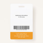 Modernes Foto und Name Mitarbeiter Abzeichen Ausweis (Rückseite)