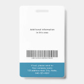 Modernes Foto und Name Mitarbeiter Abzeichen Ausweis (Rückseite)