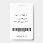 Modernes Foto und Name Personalausweis Ausweis (Rückseite)